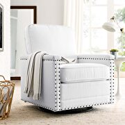 Upholstered fabric swivel chair in white main photo