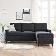 Upholstered fabric sectional sofa in charcoal