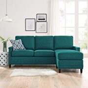 Upholstered fabric sectional sofa in teal