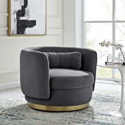 Performance velvet upholstery swivel chair in gold/ gray finish main photo