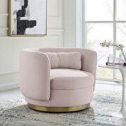 Performance velvet upholstery swivel chair in gold/ pink finish main photo