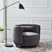 Relish II (Gray) Performance velvet upholstery swivel chair in black/ gray finish