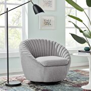 Whirr II (Light Gray) Tufted fabric upholstery swivel chair in black/ light gray
