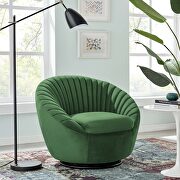 Tufted performance velvet swivel chair in black/ emerald main photo