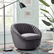 Whirr III (Gray) Tufted performance velvet swivel chair in black/ gray