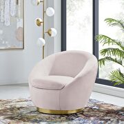 Performance velvet swivel chair in gold/ pink main photo