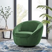 Buttercup II (Emerald) Performance velvet swivel chair in black/ emerald