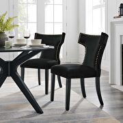 Black finish performance velvet upholstery dining chairs - set of 2 main photo
