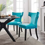 Blue finish performance velvet upholstery dining chairs - set of 2 main photo