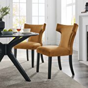 Cognac finish performance velvet upholstery dining chairs - set of 2 main photo