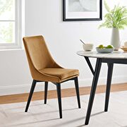 Performance velvet upholstery dining chair in cognac main photo