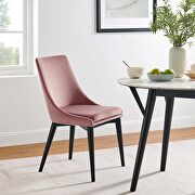 Performance velvet upholstery dining chair in dusty rose main photo