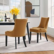 Cognac finish performance velvet fabric upholstery dining chairs - set of 2 main photo