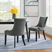 Gray finish performance velvet fabric upholstery dining chairs - set of 2 main photo