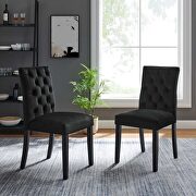 Black finish performance velvet tufted button back dining chairs - set of 2 main photo