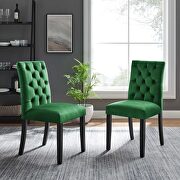 Emerald finish performance velvet tufted button back dining chairs - set of 2 main photo