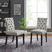 Light gray finish performance velvet tufted button back dining chairs - set of 2 main photo