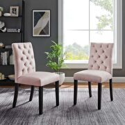 Pink finish performance velvet tufted button back dining chairs - set of 2 main photo