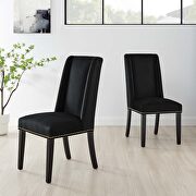 Black finish stain-resistant performance velvet dining chairs - set of 2 main photo
