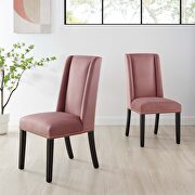 Dusty rose finish stain-resistant performance velvet dining chairs - set of 2 main photo