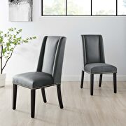 Gray finish stain-resistant performance velvet dining chairs - set of 2 main photo