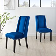 Navy finish stain-resistant performance velvet dining chairs - set of 2 main photo
