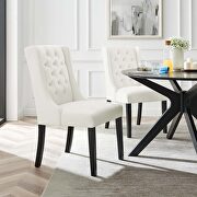 White finish button tufted performance velvet dining chairs - set of 2 main photo