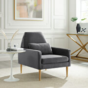 Charcoal finish performance velvet upholstery chair main photo