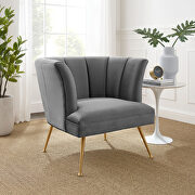 Veronica (Gray) Channel tufted performance velvet chair in gray finish