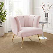 Channel tufted performance velvet chair in pink finish main photo