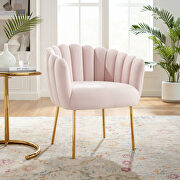 Sanna (Pink) Pink finish channel tufted performance velvet upholstery chair