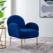 Navy performance velvet chair with gold stainless steel legs main photo