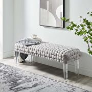 Prologue (Light Gray) Woven performance velvet upholstery ottoman in light gray finish
