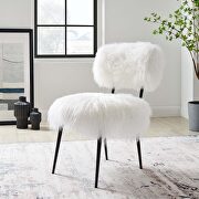 White finish genuine sheepskin upholstery chair main photo