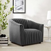 Charcoal finish performance velvet upholstery channel tufted chair