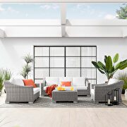 4-piece outdoor patio wicker rattan furniture set in light gray/ white main photo