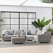 Conway (Gray) III Outdoor patio wicker rattan 5-piece sectional sofa furniture set in light gray/ gray