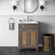 Gray finish solid mindi wood bathroom vanity main photo