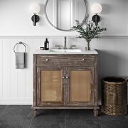 Gray finish solid mindi wood bathroom vanity 36 main photo