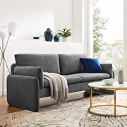 Indicate (Charcoal) Charcoal finish stain-resistant performance velvet upholstery sofa