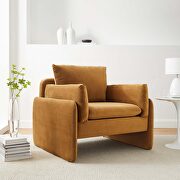 Cognac finish stain-resistant performance velvet upholstery chair