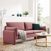 Dusty rose finish stain-resistant performance velvet upholstery sofa main photo