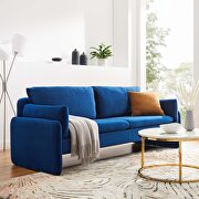 Indicate (Navy) Navy finish stain-resistant performance velvet upholstery sofa