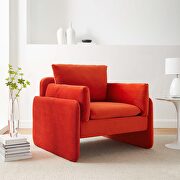 Orange finish stain-resistant performance velvet upholstery chair