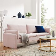 Pink finish stain-resistant performance velvet upholstery sofa