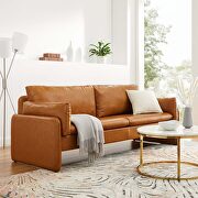 Tan finish luxurious vegan leather upholstery sofa main photo