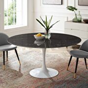 Artificial marble dining table in white black main photo