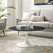 Artificial marble coffee table in white black main photo