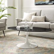 Oval artificial marble coffee table in white black