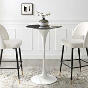 Artificial marble bar table in white black main photo